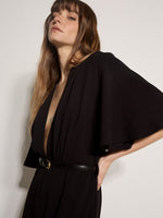 Load image into Gallery viewer, Angel Sleeve Crepe Jumpsuit in Black
