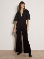 Load image into Gallery viewer, Angel Sleeve Crepe Jumpsuit in Black
