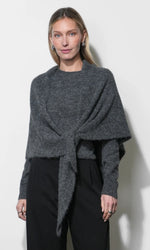 Load image into Gallery viewer, Yumi Sweater Top/Shawl Set in Charcoal
