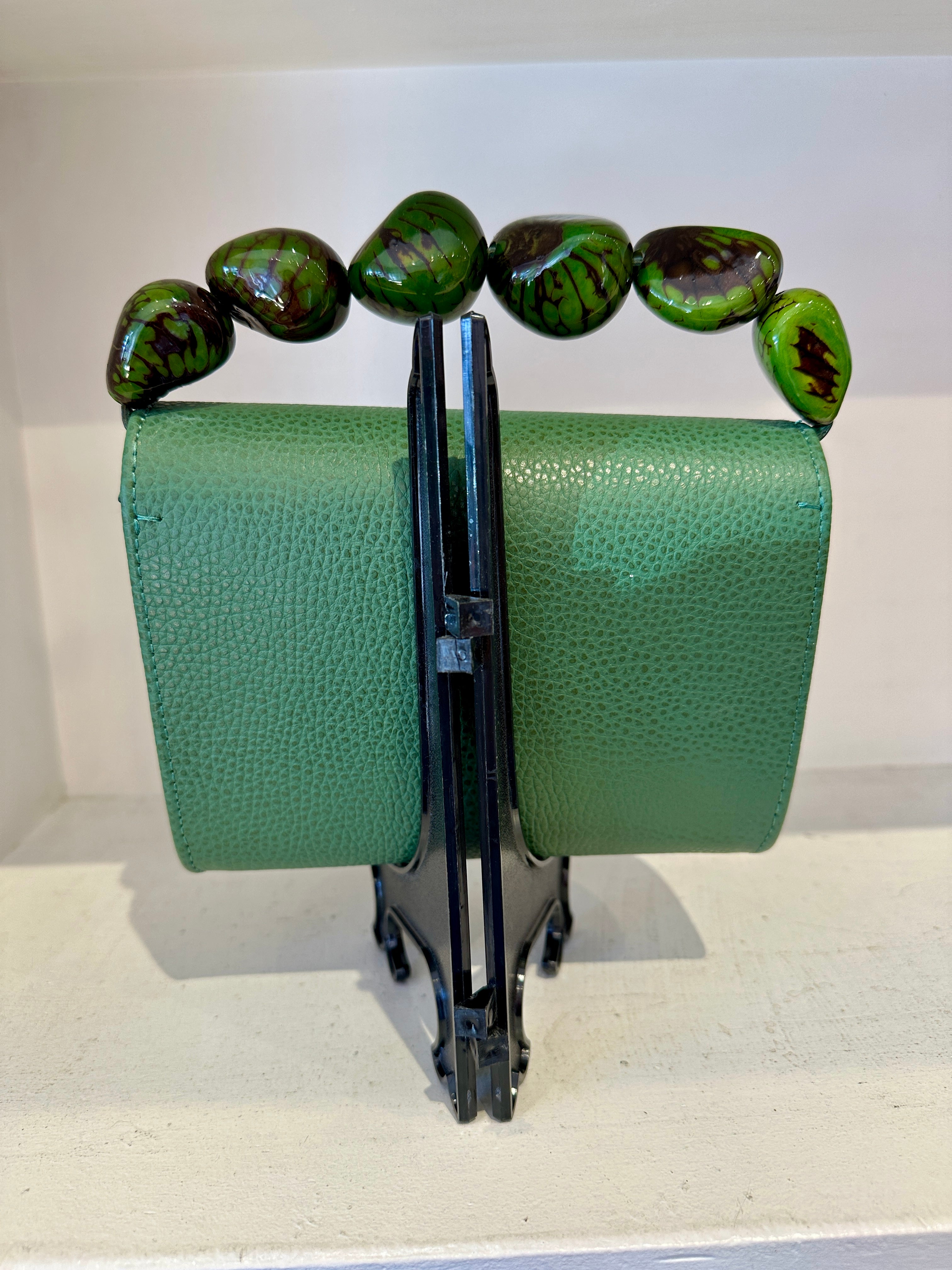 The Nica Leather Clutch in Green