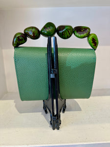 The Nica Leather Clutch in Green