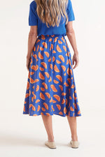 Load image into Gallery viewer, Orange Print Midi Skirt in Blue
