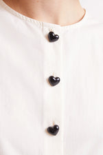 Load image into Gallery viewer, Sleeveless Top with Heart Buttons in White
