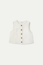 Load image into Gallery viewer, Sleeveless Top with Heart Buttons in White
