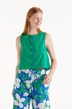 Load image into Gallery viewer, Sleeveless Top with Blue Buttons in Green

