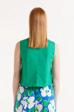 Load image into Gallery viewer, Sleeveless Top with Blue Buttons in Green
