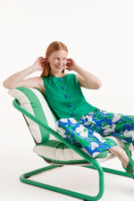 Load image into Gallery viewer, Sleeveless Top with Blue Buttons in Green
