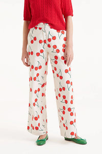 Straight Leg Trouser Pant in Cherry Print