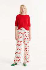 Load image into Gallery viewer, Straight Leg Trouser Pant in Cherry Print
