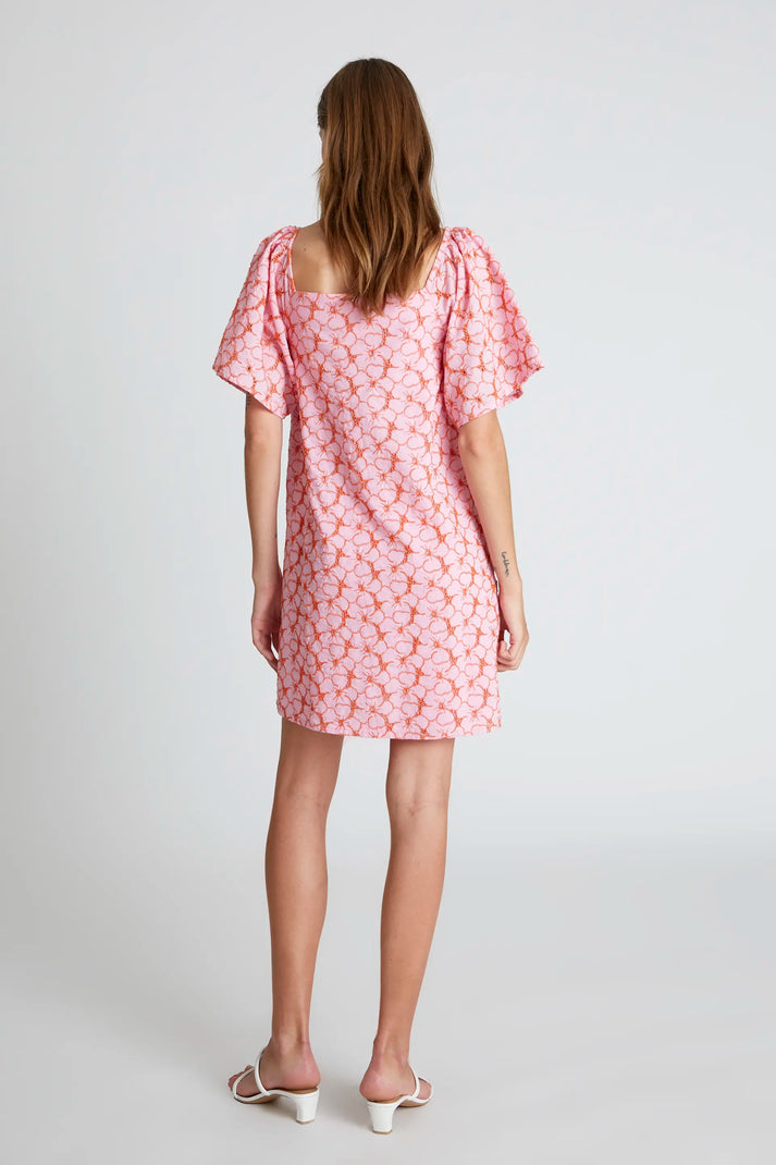 Floral Embroidered Shift Dress in Pink