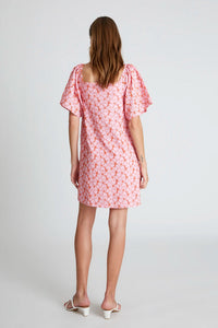 Floral Embroidered Shift Dress in Pink