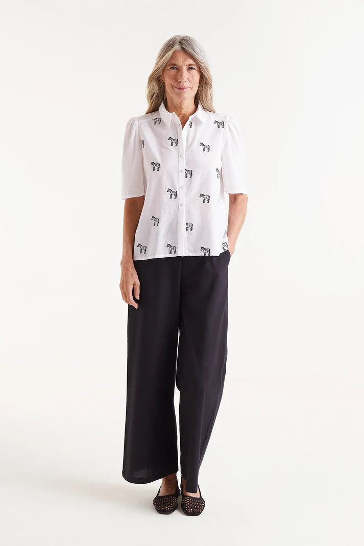 Zebra Print Blouse in White