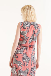 Zebra Print Top in Washed Red
