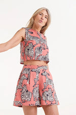 Load image into Gallery viewer, Zebra Print Shorts in Washed Red
