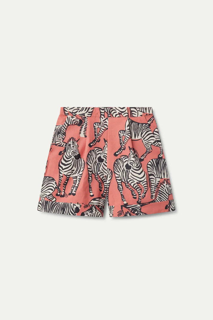 Zebra Print Shorts in Washed Red