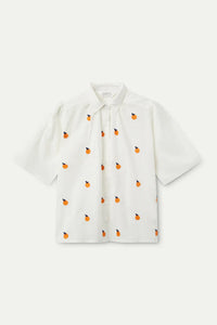 Orange Print Blouse in White