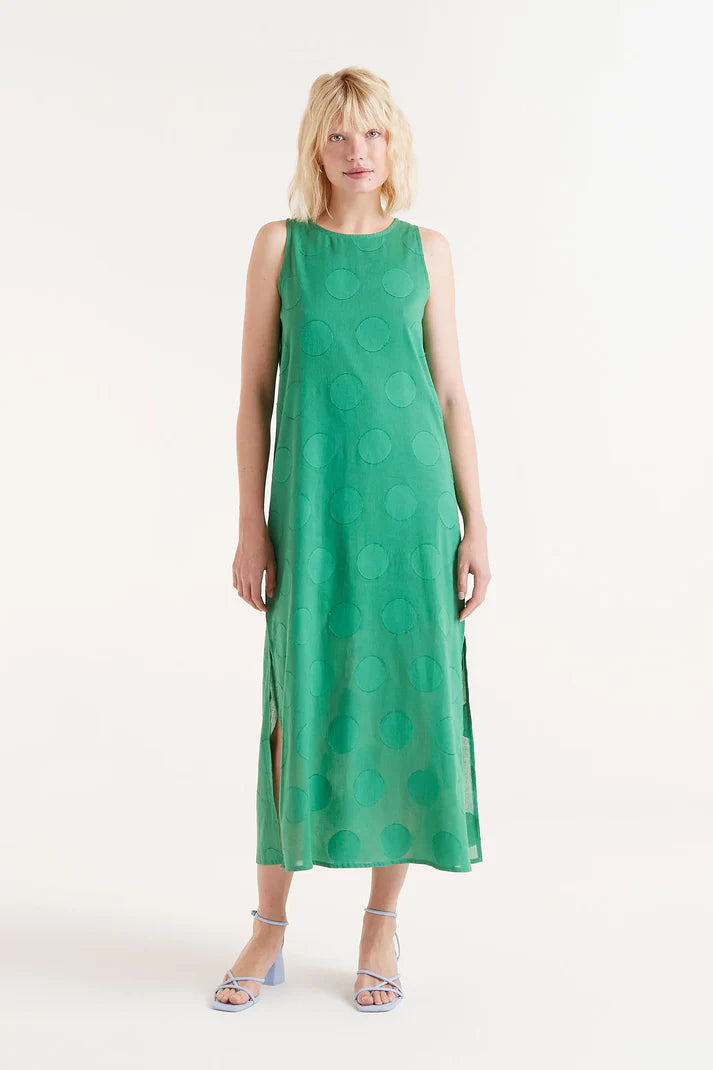 Circle Print Maxi Dress in Green