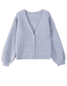 Boucle Cardigan in Sea Wave Blue