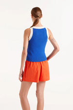Load image into Gallery viewer, White Trim Knit Tank in Blue
