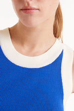 Load image into Gallery viewer, White Trim Knit Tank in Blue

