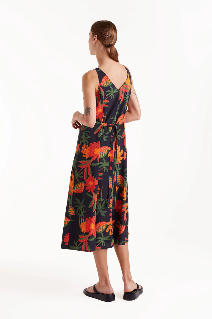Famora Print Midi Dress in Black