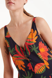Famora Print Midi Dress in Black