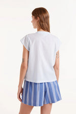 Load image into Gallery viewer, Short Sleeve Shirt in Blue Sun Print
