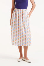 Load image into Gallery viewer, Rainbow Fish Midi Skirt in Off-White
