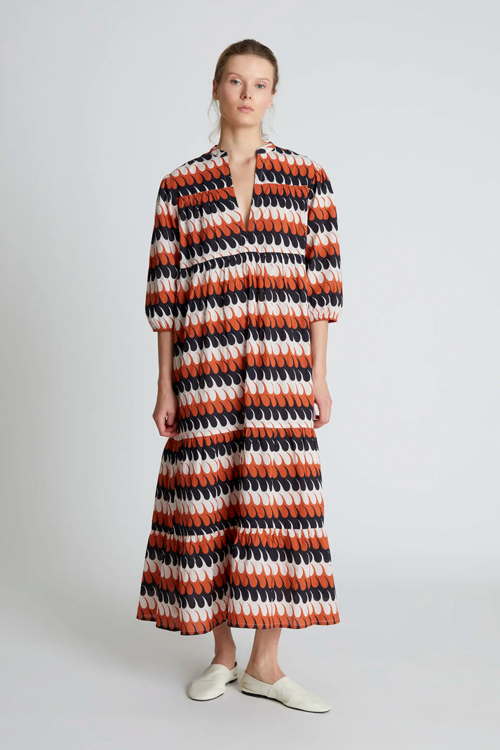 Short Sleeve Maxi Dress in Levante Geo