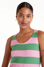 Load image into Gallery viewer, Striped Maxi Dress in Pink and Green
