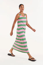 Load image into Gallery viewer, Striped Maxi Dress in Pink and Green
