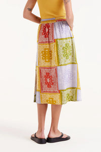 Patchwork Midi Skirt in Pastel