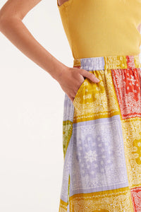 Patchwork Midi Skirt in Pastel