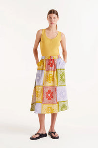 Patchwork Midi Skirt in Pastel