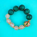 Load image into Gallery viewer, Pink and Green Cloisonné Bracelet
