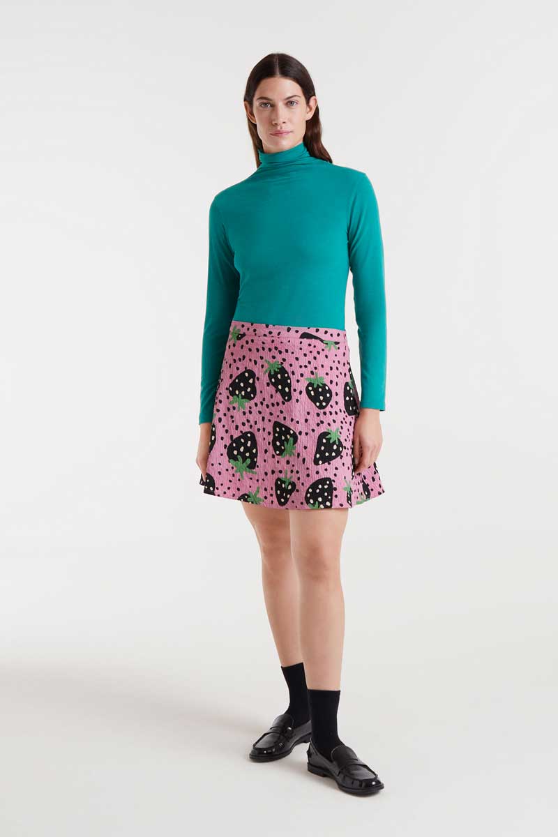 Strawberry Polka Dot Mini Skirt in Pink – Mint Julep