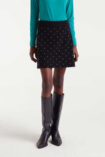 Load image into Gallery viewer, Polka Dot Knit Mini Skirt in Black
