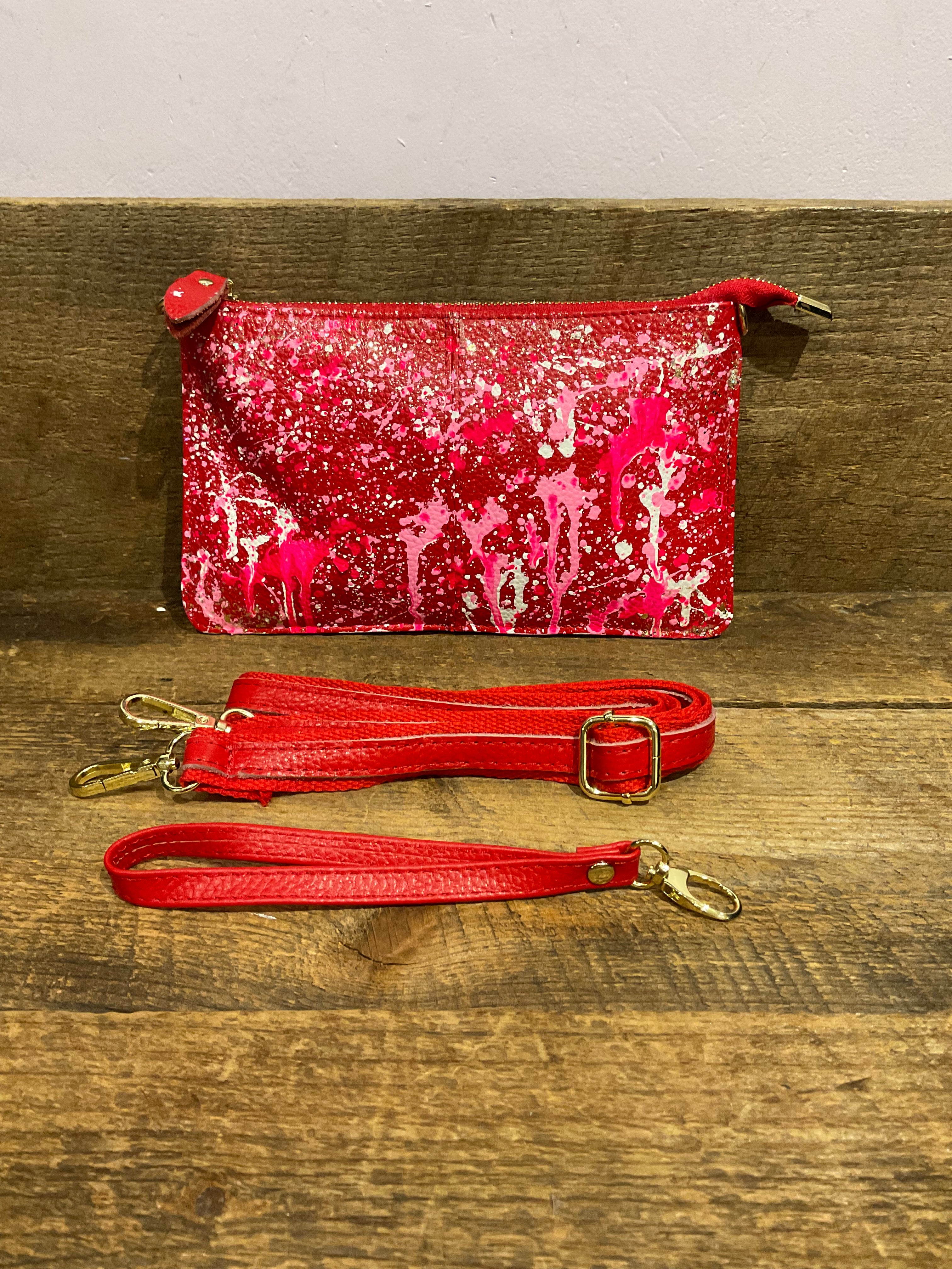 Alex Bag in Red with White Pinks Splatter