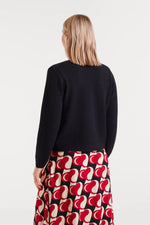 Load image into Gallery viewer, Heart Patch Pocket Cardigan in Black/Red
