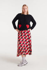 Load image into Gallery viewer, Heart Patch Pocket Cardigan in Black/Red
