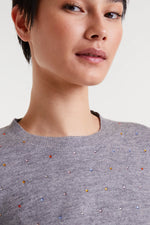 Load image into Gallery viewer, Multicolored Rhinestone Sweater in Grey
