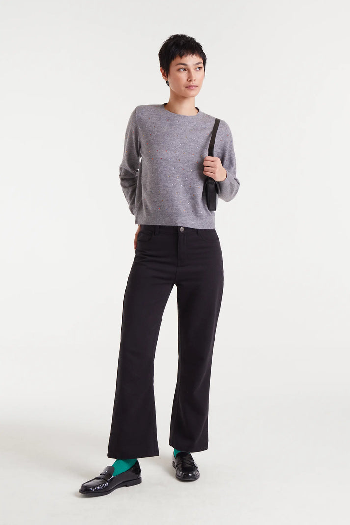 Multicolored Rhinestone Sweater in Grey