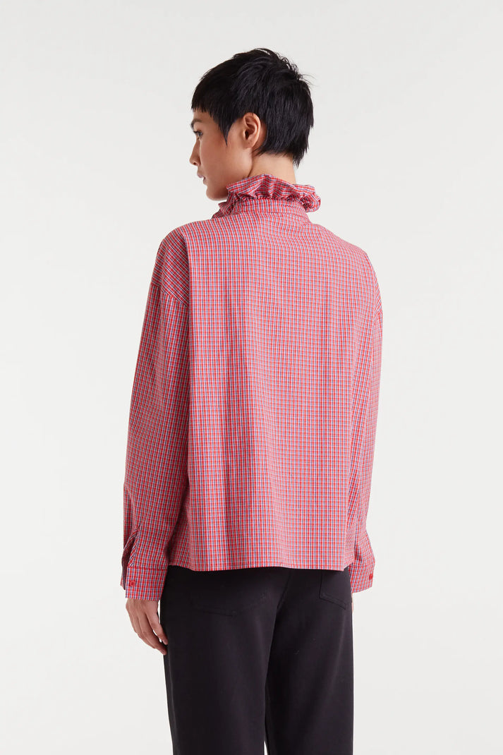 Ruffle Shirt in Red Gingham