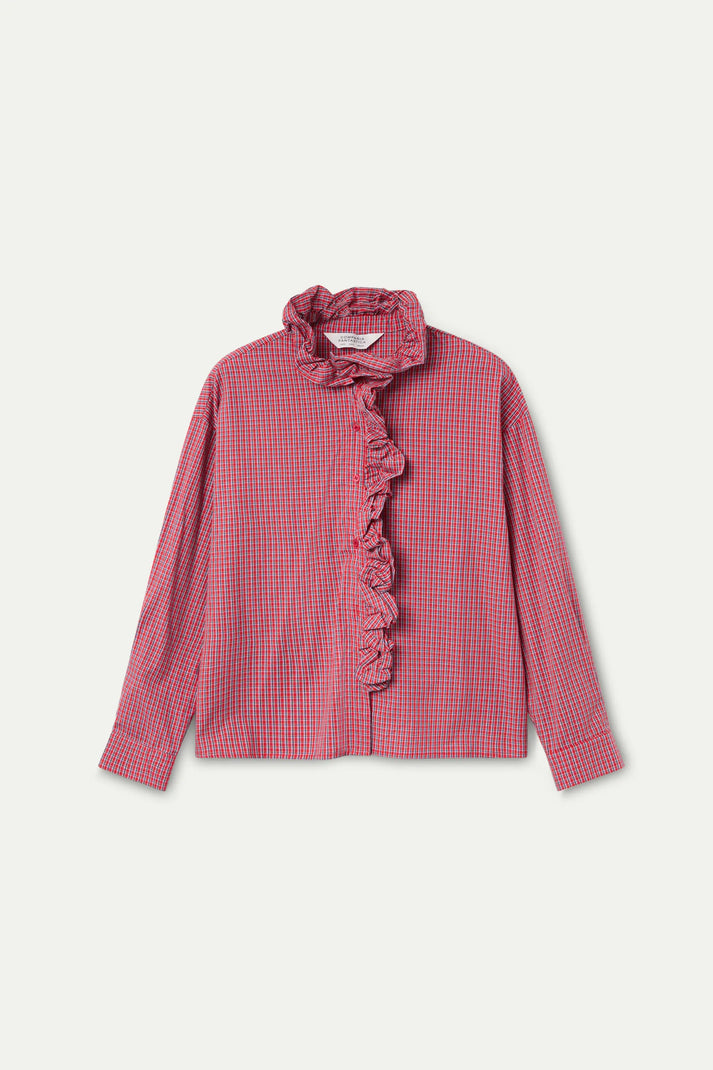 Ruffle Shirt in Red Gingham