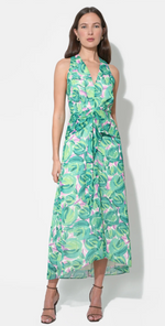 Load image into Gallery viewer, Margot Wrap Tie Waist Maxi in Green
