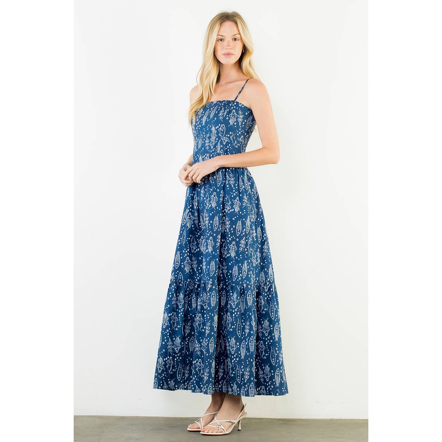 blue fish dress NWT Avec Les Filles Midi Dress Sz 10 Blue Fish Printed Corset Bodice  Sweetheart