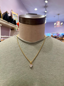 Rope Chain Heart Charm Necklace in Clear