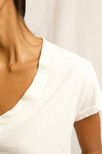 Load image into Gallery viewer, Alanis Recycled Cotton V-Neck Tee in Bright Ivory
