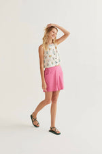 Load image into Gallery viewer, Gardener Top with Flower Buttons in White
