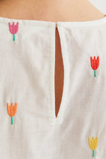 Load image into Gallery viewer, Long Sleeve Embroidered Top in White
